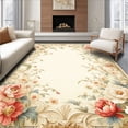 thumbnail image 1 of ODIKA 5'x7' Machine Washable Non-Slip Area Rug, Vintage Floral Floor Art High Traffic Rug, Beige, 45286, 1 of 7