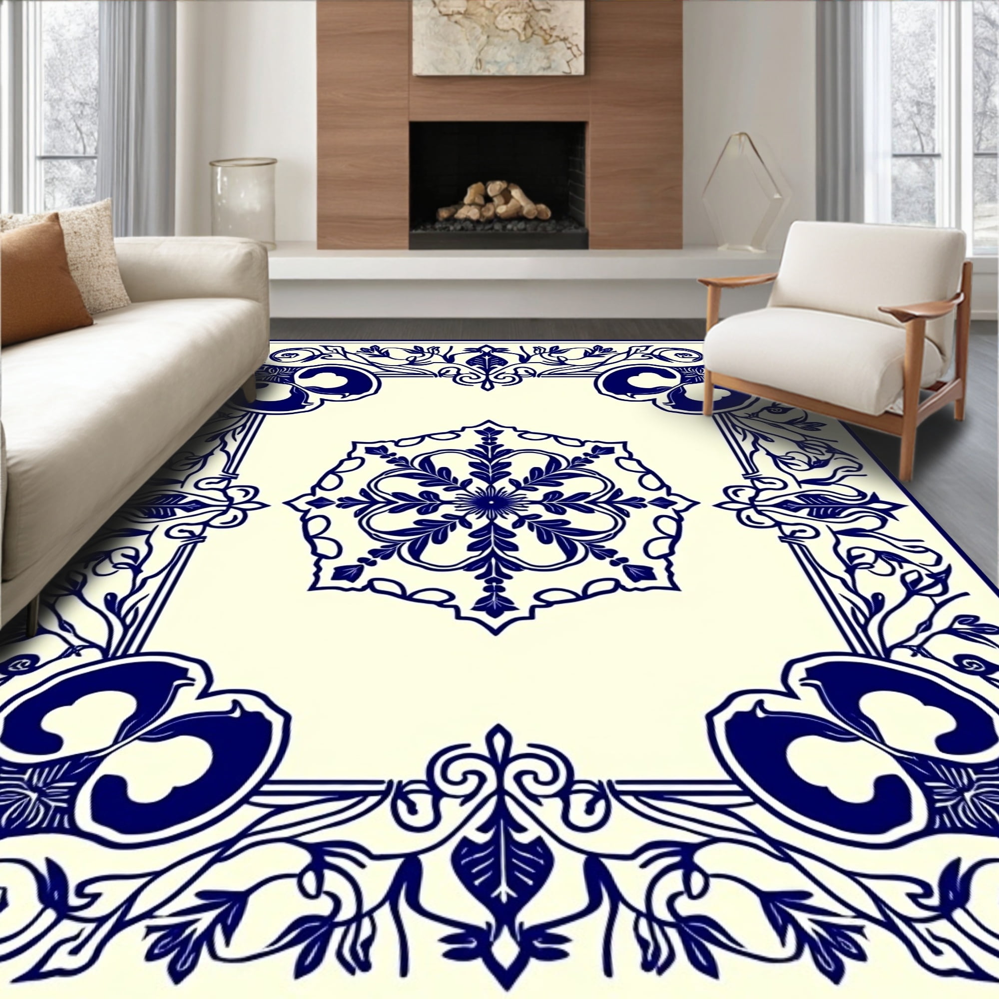 Flatwoven High Traffic Area Rug, Vintage Inspired Floral Medallions ...