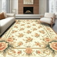 thumbnail image 1 of ODIKA 4'x6' Machine Washable Non-Slip Area Rug, Vintage Inspired Floral Scrollwork with Curves High Traffic Rug, Beige, 201846, 1 of 7