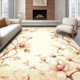 thumbnail image 1 of ODIKA 4'x6' Machine Washable Non-Slip Area Rug, Vintage Inspired Floral Motif with Delicate Swirling Vines High Traffic Rug, Beige, 203465, 1 of 7