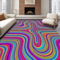 thumbnail image 1 of ODIKA 6'x9' Machine Washable Non-Slip Area Rug, Vivid Abstract Ripple Design with Multi Colored Flowing High Traffic Rug, Red, 395749, 1 of 7
