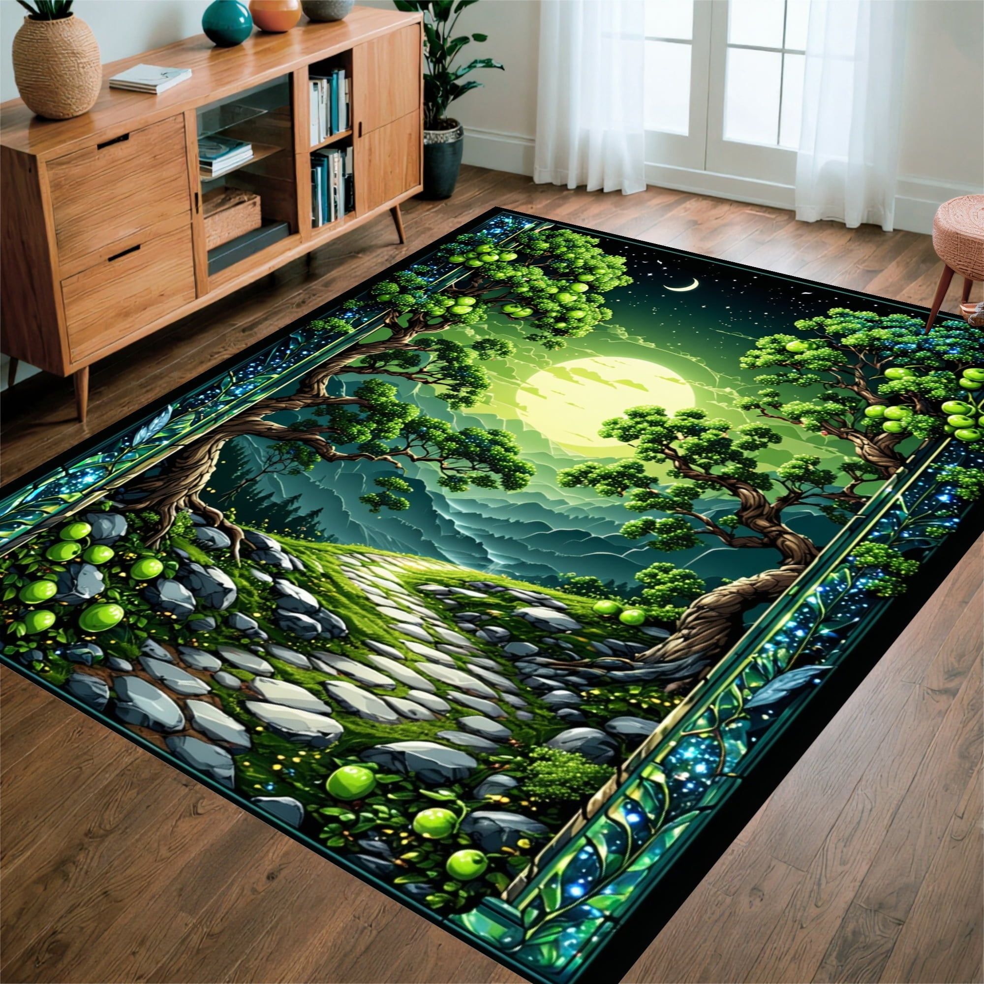 ODIKA 2'x3' Machine Washable Non-Slip Area Rug, Vortex Orchard with ...