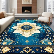 Flatwoven High Traffic Area Rug, Waterfall for Bathroom, Non Slip, Stain Resistant, Washable Area Rugs for Living Room, Bedroom(Blue, 4X6)
