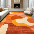 thumbnail image 1 of ODIKA 3'x5' Machine Washable Non-Slip Area Rug, Waterproof with Warm Sunset Orange Tones and Abstract Lines High Traffic Rug, Orange, 61812, 1 of 7