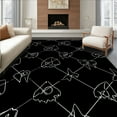 thumbnail image 1 of ODIKA 4'x6' Machine Washable Non-Slip Area Rug, Whimsical Bat Wing Halloween Night High Traffic Rug, Black, 297452, 1 of 7