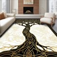 thumbnail image 1 of ODIKA 3'x5' Machine Washable Non-Slip Area Rug, Whimsical Botanical Ethnic Style High Traffic Rug, Black, 27199, 1 of 7