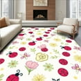 thumbnail image 1 of ODIKA 2'x3' Machine Washable Non-Slip Area Rug, Whimsical Bug & Bloom High Traffic Rug, Red, 293289, 1 of 7