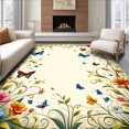 thumbnail image 1 of ODIKA 6'x9' Machine Washable Non-Slip Area Rug, Whimsical and Flora with Nature Inspired Motifs High Traffic Rug, Pink, 280336, 1 of 7