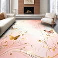 thumbnail image 1 of ODIKA 4'x6' Machine Washable Non-Slip Area Rug, Whimsical Knot with Gold Foil Highlights and Swirls High Traffic Rug, Pink, 138612, 1 of 7