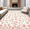 thumbnail image 1 of ODIKA 4'x6' Machine Washable Non-Slip Area Rug, Whimsical Dainty Flower Sprays with Tiny Buds and Flowing Stems High Traffic Rug, Pink, 218928, 1 of 7