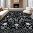 thumbnail image 1 of Flatwoven High Traffic Area Rug, Whimsical Dark Floral Arrangement, Non Slip, Stain Resistant, Washable Area Rugs for Living Room, Bedroom(Black, 2X3), 1 of 8