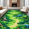thumbnail image 1 of Flatwoven High Traffic Area Rug, Whimsical Dino Raceway Design, Non Slip, Stain Resistant, Washable Area Rugs for Living Room, Bedroom(Green, 4X6), 1 of 8