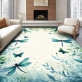 thumbnail image 1 of ODIKA 3'x5' Machine Washable Non-Slip Area Rug, Whimsical Dragonfly Flight High Traffic Rug, Green, 280500, 1 of 7