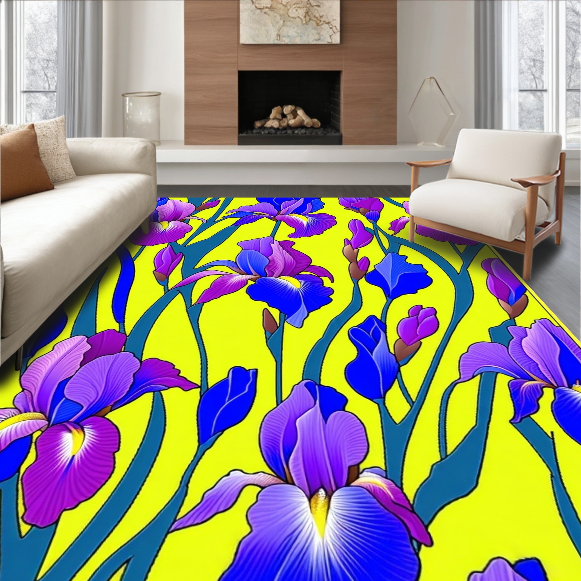 ODIKA 8'x10' Machine Washable Non-Slip Area Rug, Whimsical Eye Abstract ...