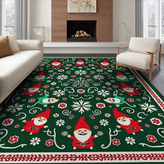 ODIKA 8'x10' Traditional Dark Green Washable Area Rug Non-Shedding, Easy Care, for King Size Bedroom Under Bed, Master Suite