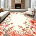 thumbnail image 1 of ODIKA 3'x5' Machine Washable Non-Slip Area Rug, Whimsical Floral Burst Artistic Floor Covering High Traffic Rug, Peach, 216590, 1 of 7