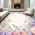 thumbnail image 1 of ODIKA 4'x6' Machine Washable Non-Slip Area Rug, Whimsical Floral Pastel Palette High Traffic Rug, Pink, 205679, 1 of 7