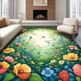 thumbnail image 1 of ODIKA 2'x3' Machine Washable Non-Slip Area Rug, Whimsical Garden Inspired Design with Flowing Floral High Traffic Rug, Green, 202808, 1 of 7