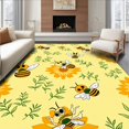 thumbnail image 1 of ODIKA 4'x6' Machine Washable Non-Slip Area Rug, Whimsical Garden Scene with Playful Bees and Abstract Floral High Traffic Rug, Yellow, 301475, 1 of 7