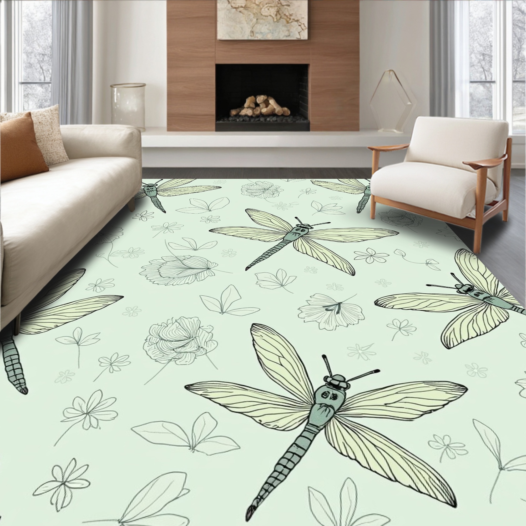 Insect Area Rug ODIKA 4'x6' Machine Washable Non-Slip Area Rug, Whimsical Insect ...