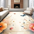 thumbnail image 1 of ODIKA 5'x7' Machine Washable Non-Slip Area Rug, Whimsical Insect & Floral Print Artistic High Traffic Rug, Peach, 156120, 1 of 7