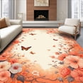 thumbnail image 1 of ODIKA 4'x6' Machine Washable Non-Slip Area Rug, Whimsical Insect Inspired Featuring Stylized Moths and Flowers High Traffic Rug, Orange, 156155, 1 of 7