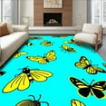 thumbnail image 1 of ODIKA 3'x5' Machine Washable Non-Slip Area Rug, Whimsical Insect Playful Bug Print for a Cheerful Vibe High Traffic Rug, Blue, 87611, 1 of 7