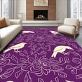 thumbnail image 1 of ODIKA 4'x6' Machine Washable Non-Slip Area Rug, Whimsical Magpie and Bloom Featuring Stylized Nature High Traffic Rug, Purple, 298268, 1 of 7