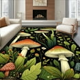 thumbnail image 1 of Flatwoven High Traffic Area Rug, Whimsical Moth and Mushroom Fusion, Non Slip, Stain Resistant, Washable Area Rugs for Living Room, Bedroom(Green, 2X3), 1 of 8