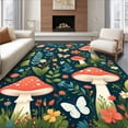 thumbnail image 1 of ODIKA 6'x9' Machine Washable Non-Slip Area Rug, Whimsical Mushroom Meadow with Playful Cartoon High Traffic Rug, Green, 217001, 1 of 7