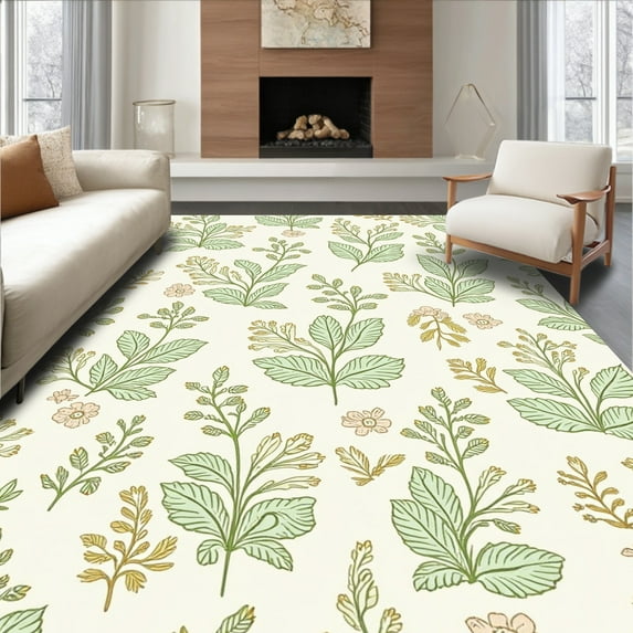 Flatwoven High Traffic Area Rug, Whimsical Nature Scene with Delicate ...