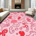 thumbnail image 1 of ODIKA 4'x6' Machine Washable Non-Slip Area Rug, Whimsical Ocean Creatures with Flowing Waves and Starfish Motifs High Traffic Rug, Pink, 312308, 1 of 7