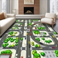 thumbnail image 1 of ODIKA 2'x3' Machine Washable Non-Slip Area Rug, Whimsical Road Adventure Aesthetic High Traffic Rug, Gray, 35881, 1 of 7