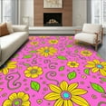 thumbnail image 1 of Flatwoven High Traffic Area Rug, Whimsical Round, Non Slip, Stain Resistant, Washable Area Rugs for Living Room, Bedroom(Pink, 6), 1 of 8
