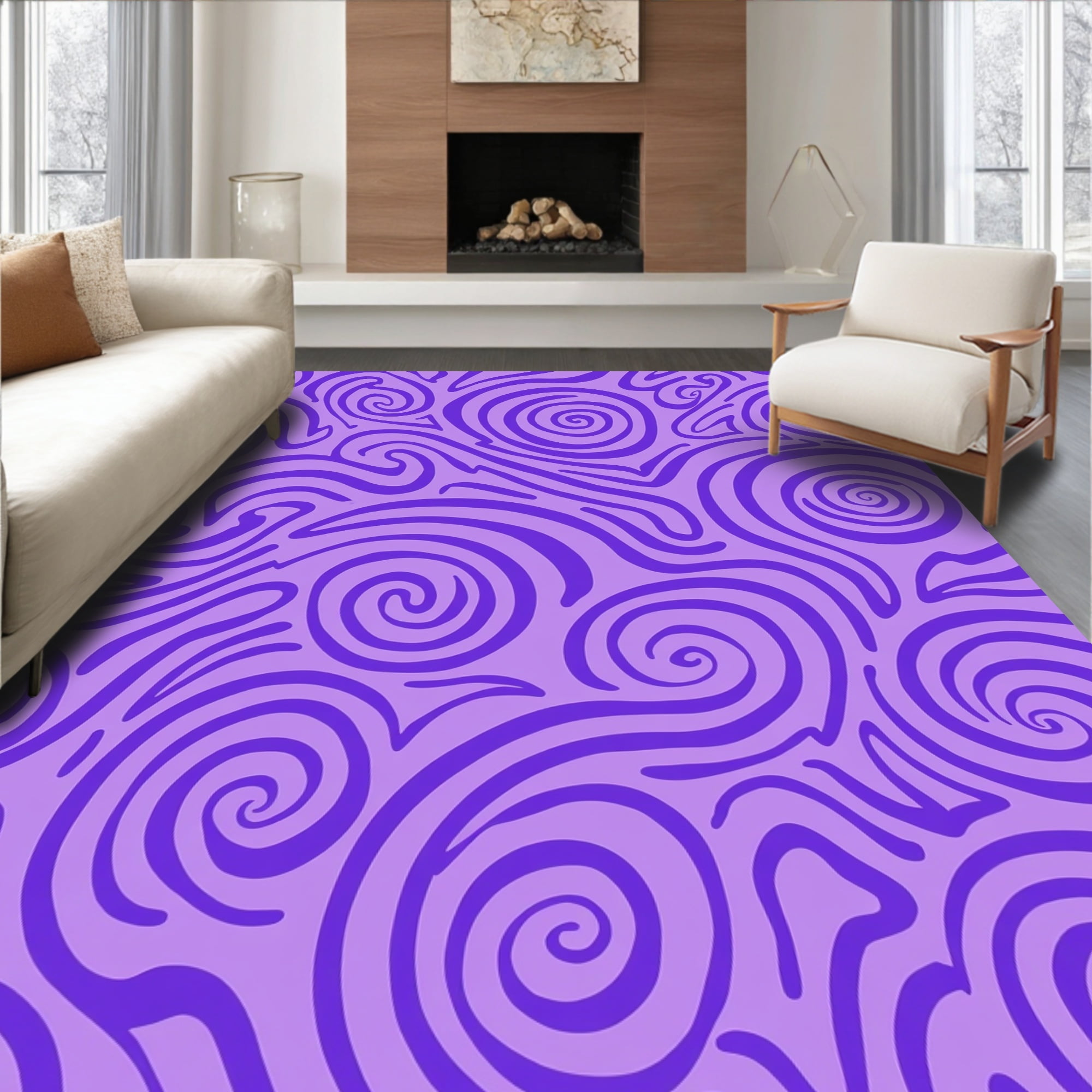 ODIKA 5'x7' Machine Washable Non-Slip Area Rug, Whimsical Twisted ...