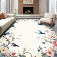 thumbnail image 1 of ODIKA 6'x9' Machine Washable Non-Slip Area Rug, Whimsical Winged Beauty Shower Elegant Floral Bath High Traffic Rug, Ivory, 60258, 1 of 7