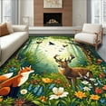 thumbnail image 1 of ODIKA 2'x3' Machine Washable Non-Slip Area Rug, Whimsical Woodland Creatures and Flora Playful High Traffic Rug, Green, 282221, 1 of 7