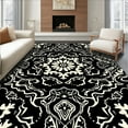 thumbnail image 1 of ODIKA 3'x5' Machine Washable Non-Slip Area Rug, Wild Essence Interlocking Spotted Medallion Design with Artistic Flourishes High Traffic Rug, Black, 303577, 1 of 7