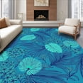 thumbnail image 1 of ODIKA 4'x6' Machine Washable Non-Slip Area Rug, Wild Jungle Foliage with Dynamic Shapes High Traffic Rug, Blue, 295302, 1 of 7