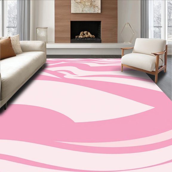 Flatwoven High Traffic Area Rug, Windswept Dunes Abstract Landscape Ultra Area, Non Slip, Stain Resistant, Washable Area Rugs for Living Room, Bedroom(Pink, 8X10)