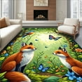 thumbnail image 1 of ODIKA 4'x6' Machine Washable Non-Slip Area Rug, Woodland Creatures and Leaf Maze Storybook High Traffic Rug, Green, 282252, 1 of 7