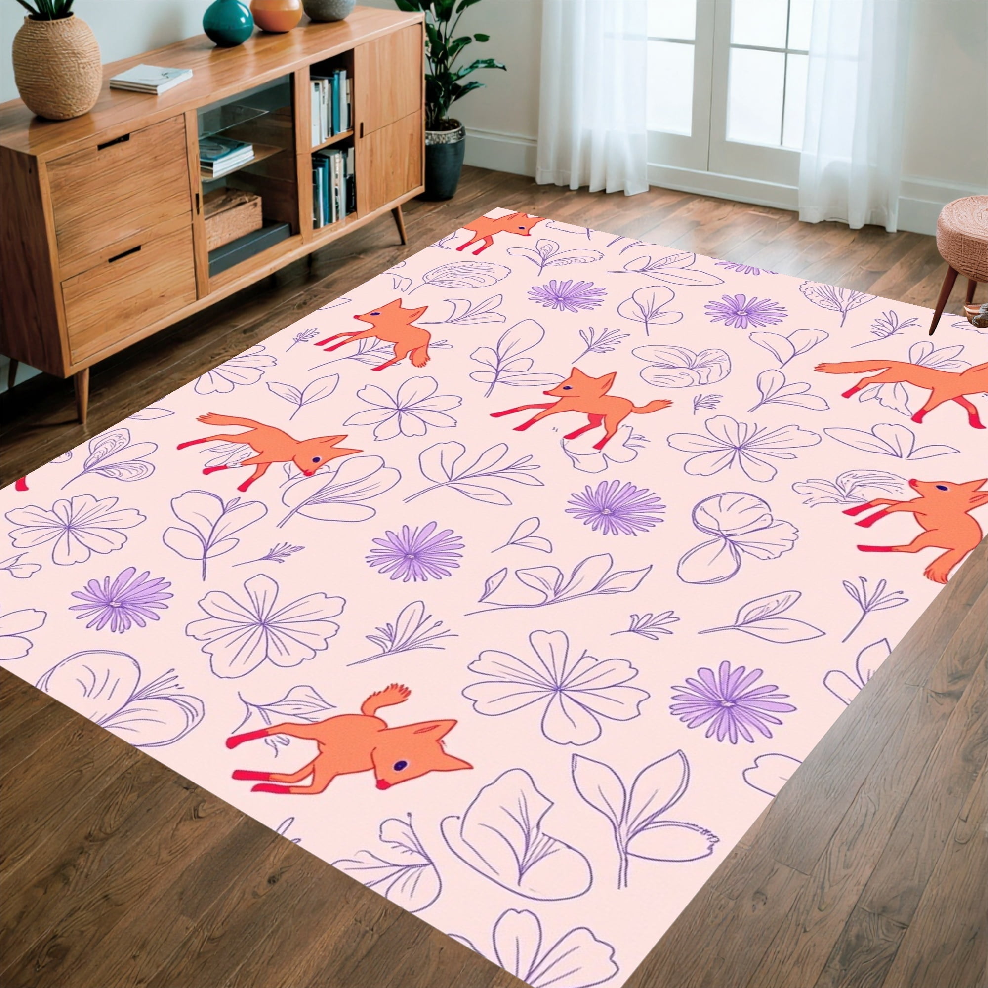 Flatwoven High Traffic Area Rug, Woodland Dreamscape with Interlocking ...