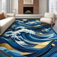 thumbnail image 1 of ODIKA 4'x6' Machine Washable Non-Slip Area Rug, and Gold Wave High Traffic Rug, Blue, 69264, 1 of 7