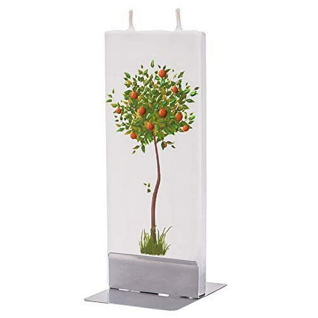 Flatyz Handmade Twin Wick Unscented Thin Flat Candle Orange Tree