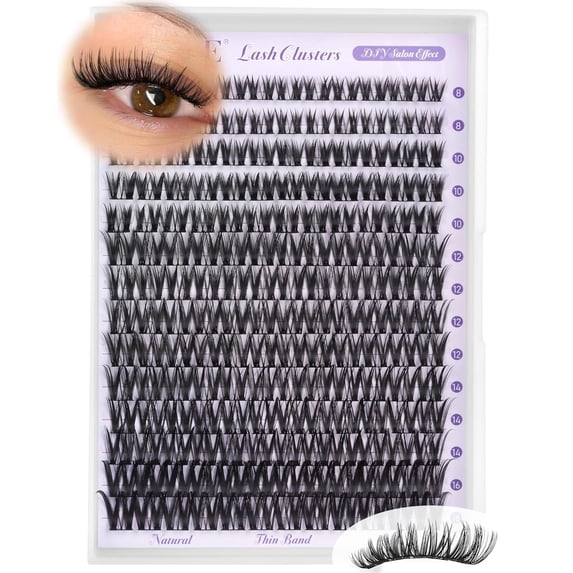 Flaunt Lash Clusters Wispy Eyelash Clusters 8-16mm Thin Band Cluster Eyelash Extensions DIY Salon Individual Lashes 168pcs Natural Volume Lash Extensions