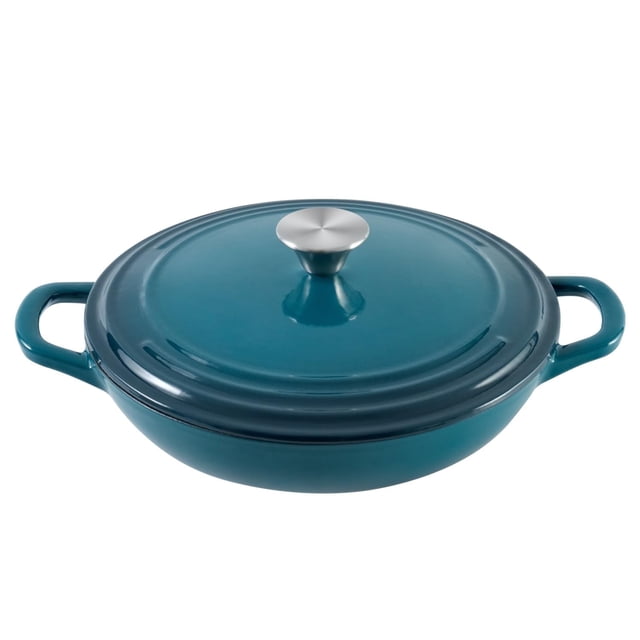 Flavehc Braiser Enameled Cast Iron Braiser 3 qt Braiser Pan with Lid ...