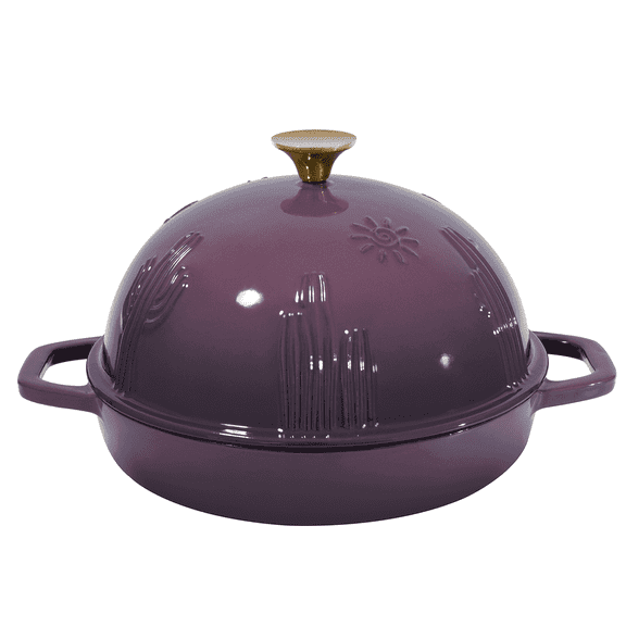 Flavehc Bread Oven Cast Iron Bread Dutch Oven with Cloche Lid for Bread Baking Magenta Enameled Cast Iron Bread Oven with Dome Lid for Sourdough