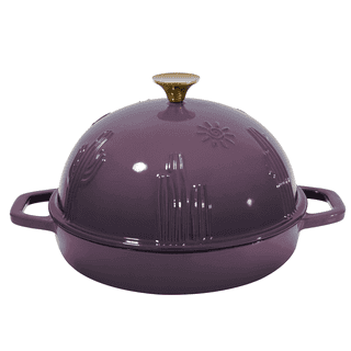 Flavehc Bread Oven Cast Iron Bread Dutch Oven with Cloche Lid for Bread Baking Magenta Enameled Cast Iron Bread Oven with Dome Lid for Sourdough