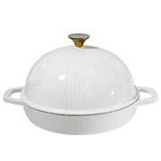 Flavehc Bread Oven Cast Iron Bread Dutch Oven with Cloche Lid for Bread Baking White Enameled Cast Iron Bread Oven with Dome Lid for Sourdough