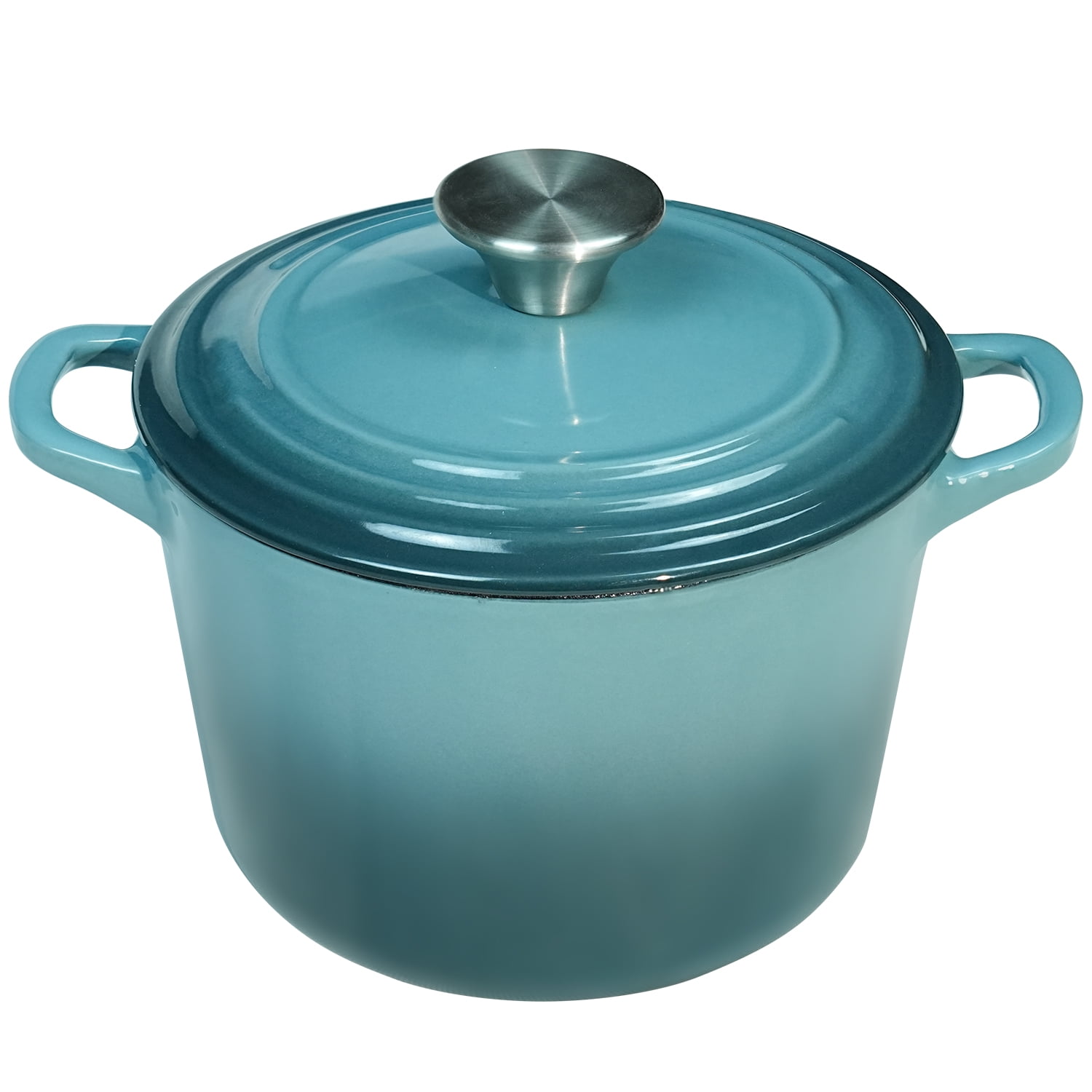 Flavehc Dutch Oven Pot with Lid 1.8 qt Cast Iron Dutch Oven for Bread Baking Slateblue Enameled Cast Iron Rice Pot with Handels